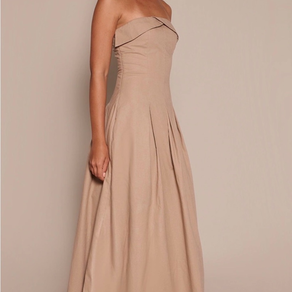 PrettyLittleThing Strapless Taupe Ball Gown